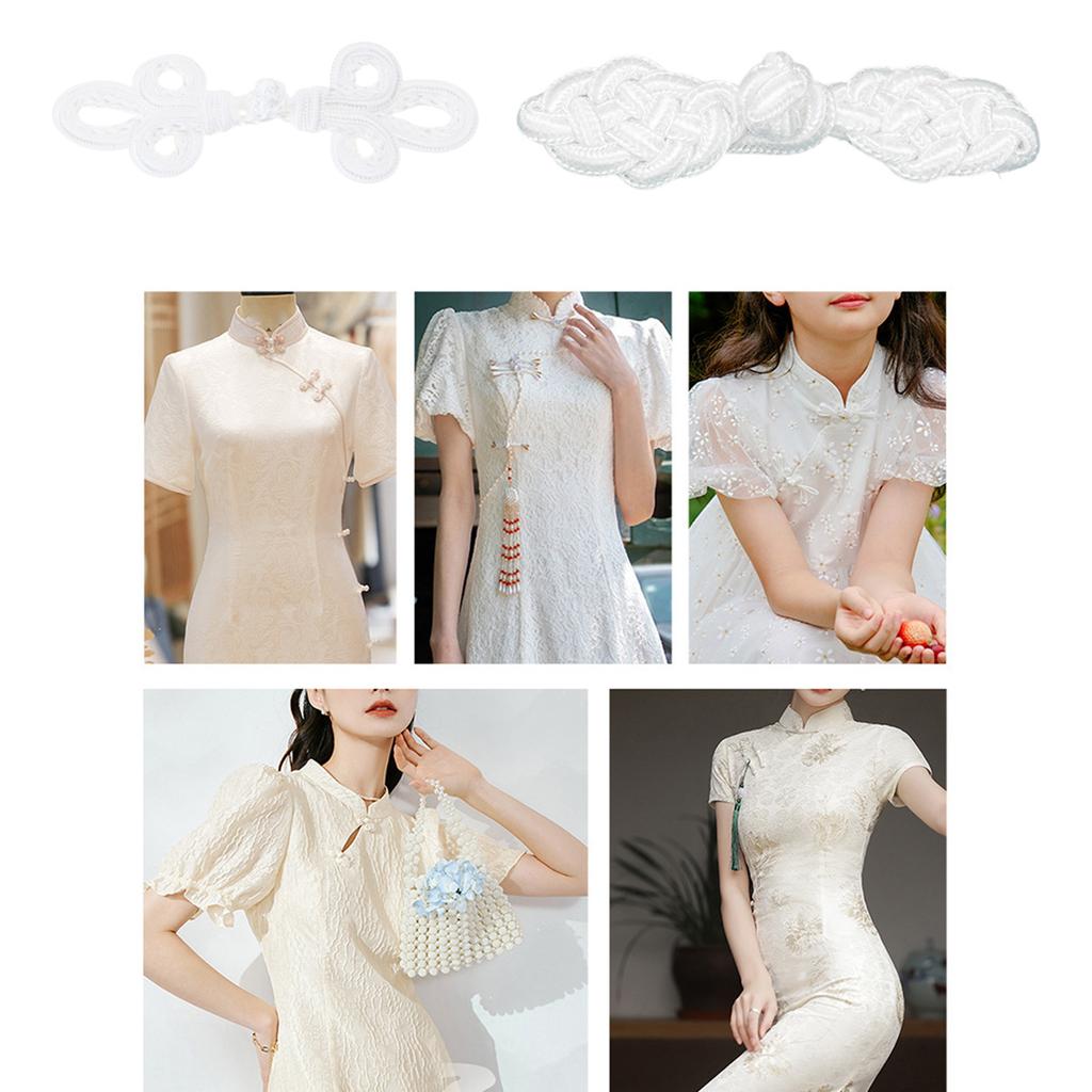 Chinese Traditional Button Sewing Crafted Buttons Sew On for Handcraft Cheongsam Embellishment White
