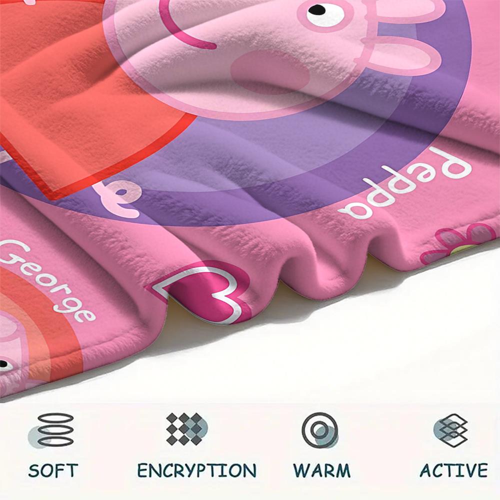 1Pc Pink Pig Cartoon Print Flannel Blanket, High quality Comfortable for All Seasons, Home Decor, Warmth and Comfort, Perfect for Gifts