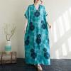Women's Thin Cotton and Linen Loose Artistic Dress Retro Long Robe