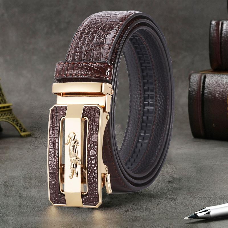 Herren Gürtel Mode Krokodil Muster Gürtel Legierung Automatische Schnalle Riemen Lässig Business Stil Jeans Gürtel