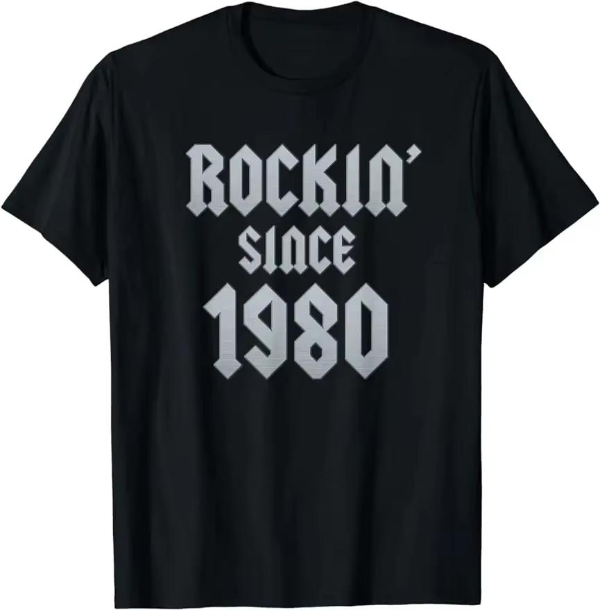 2026 Summer Hot Sale Unisex Rockin Since 1980 Graphic T Shirt Rock Music Casual Loose Short Sleeve Streetwear Tee Tops Highquality