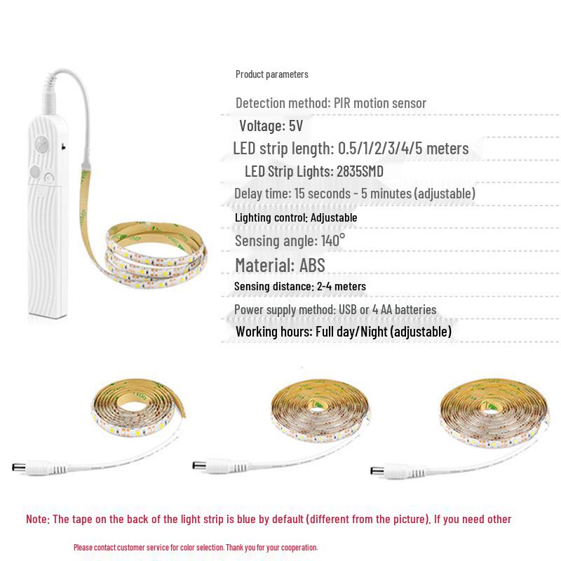 LED Motion Sensor Night Light Strip with PIR Technology for Cabinets and Wardrobes
