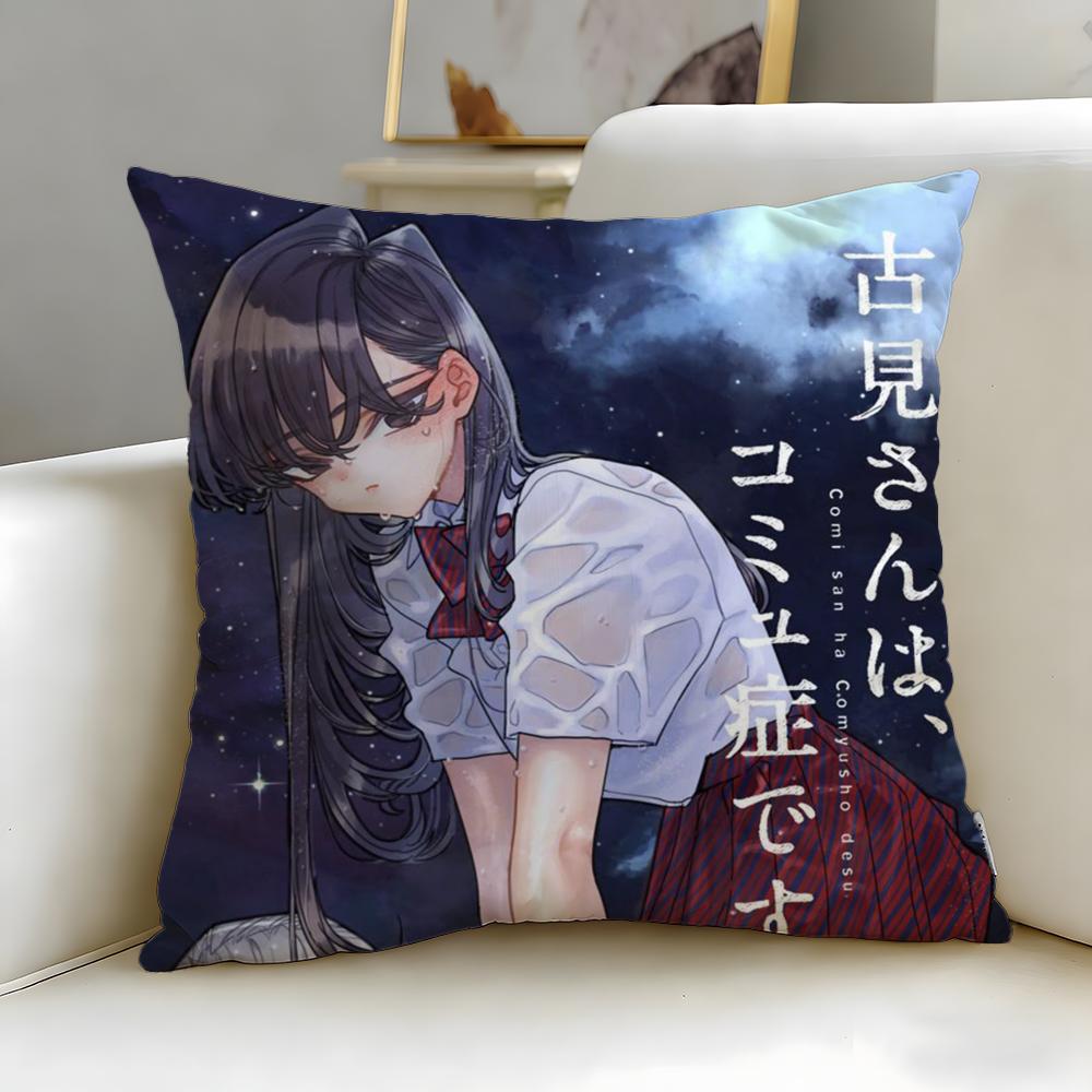 popular anime Komi Cant Communicate Cushion Cover Soft EasyWash Pillow Case Versatile for Couch Bed Travel and Office