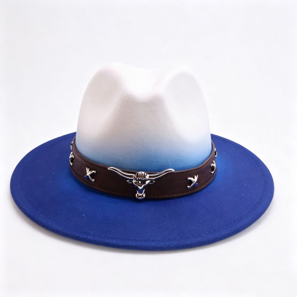 Four Seasons One-word Western Cowboy Hat Fashion Bull Head Accessories Cowboy Hat European and American Style Hat