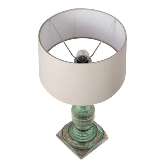 50 Cm Rustic Green Wooden Table Lamp for Home Decor Bedside Bedroom, Living Room, Study Table Light with Empire Bulb Not Included