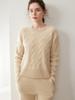 Women's Three-Ply Cashmere Cable Knit Drop Shoulder Sweater: Autumn/Winter Casual Loose Pullover