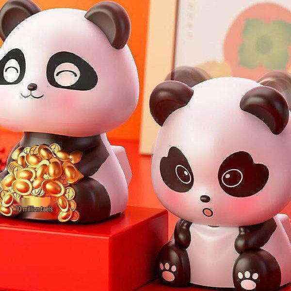 Ornamento Panda Oscillante Alimentato a Energia Solare per Scrivania o Auto