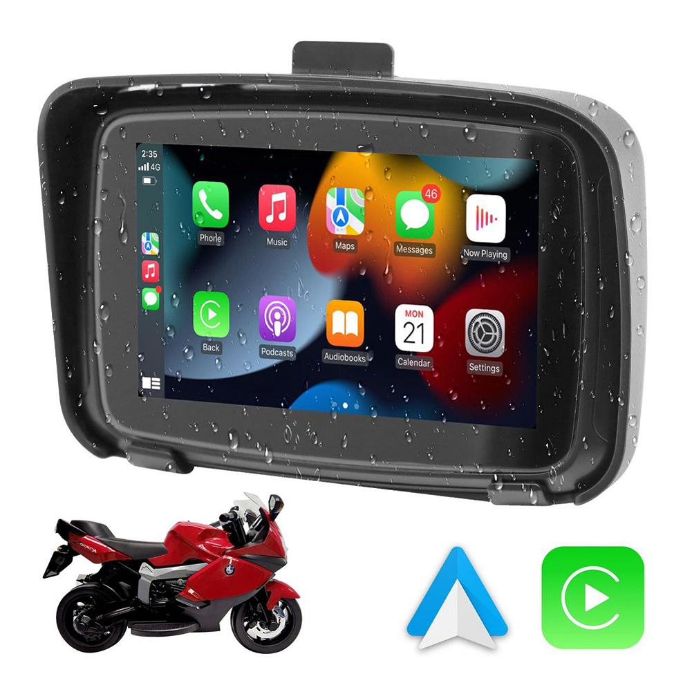 GPS Navigator for Motorcycle Wireless Carplay IPX7 Waterproof 5 Inch Touch Screen Motorcycle Wireless Android Auto Monitor