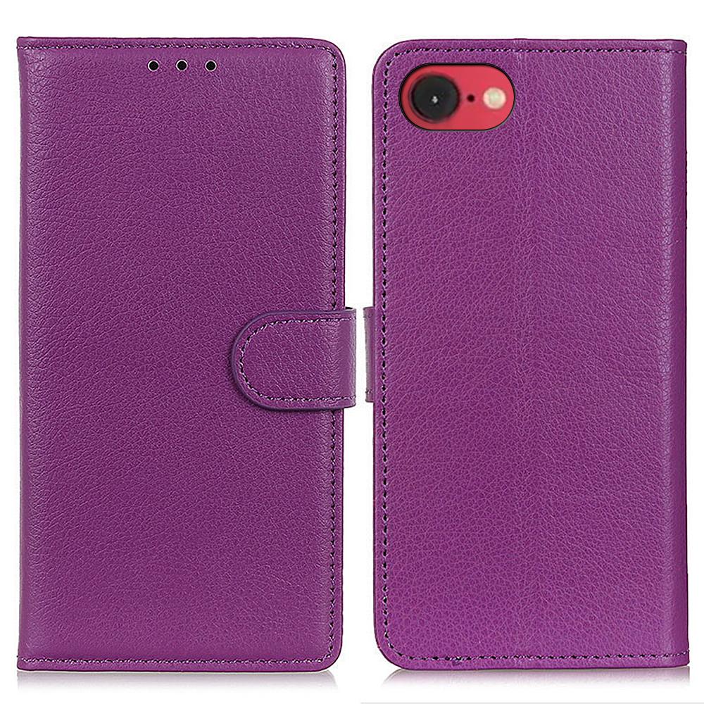 For iPhone 16e Wallet Case PU Leather Phone Cover Litchi Texture