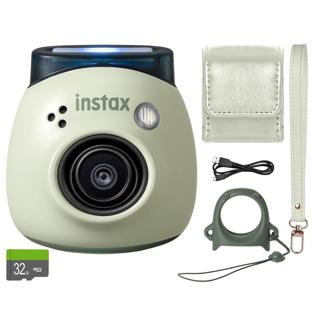 Fujifilm INSTAX PAL Fuji Digital Camera Pistachio Green Accessory Set Custom Case 32GB Memory Card
