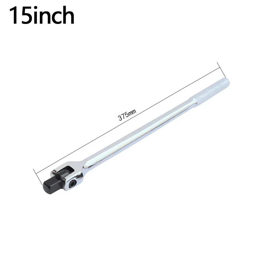 1/2'' Drive Breaker Bar Wrench Socket 10/15/18inch Extension 180-Degree Cr-V Flex Head and Engraved Non-slip Handle Repair Tools