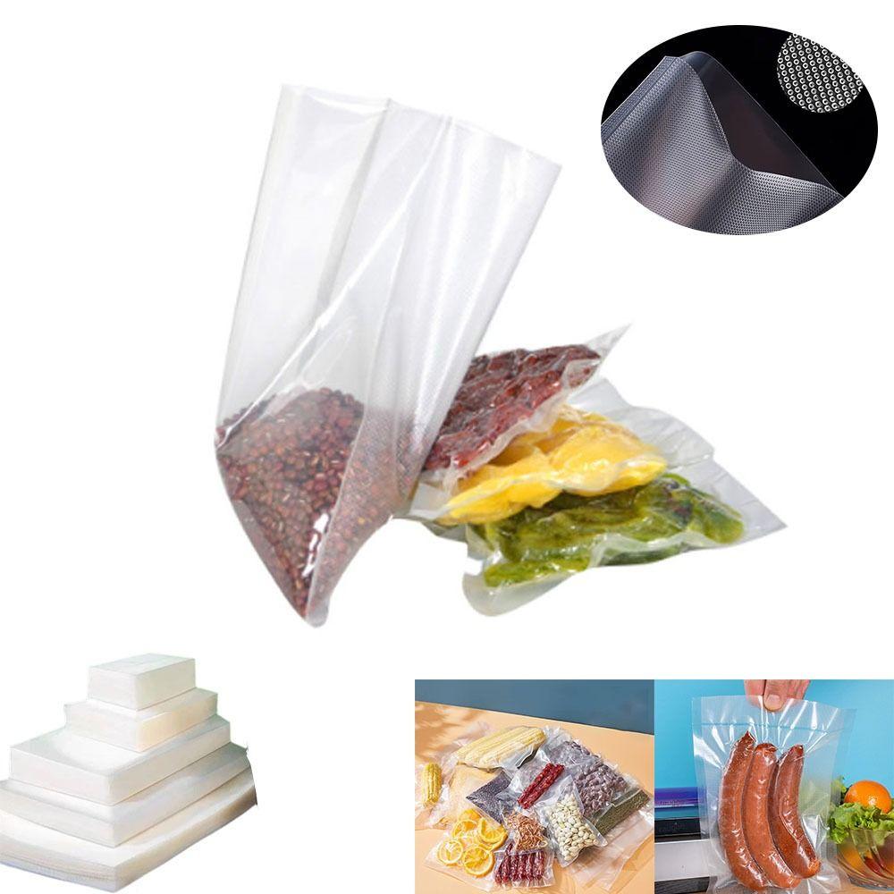 20Pcs Portable Clear Embossed Vacuum Bags Heat Sealing Frozen Heatable Food Saver Bags Vacuum Sealer Bag for Vac Storage