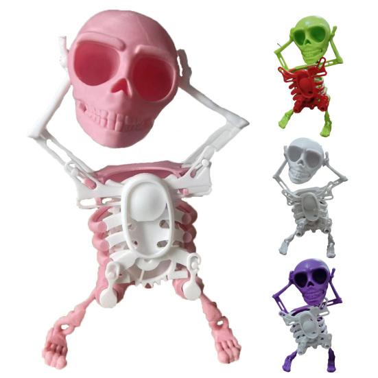 Kids Wind-up Dancing Skeleton Toy No Need Battery 3D Print Shaking Skull Doll Spring Clockwork Toy Desktop Decor Children Adults Birthday Gift