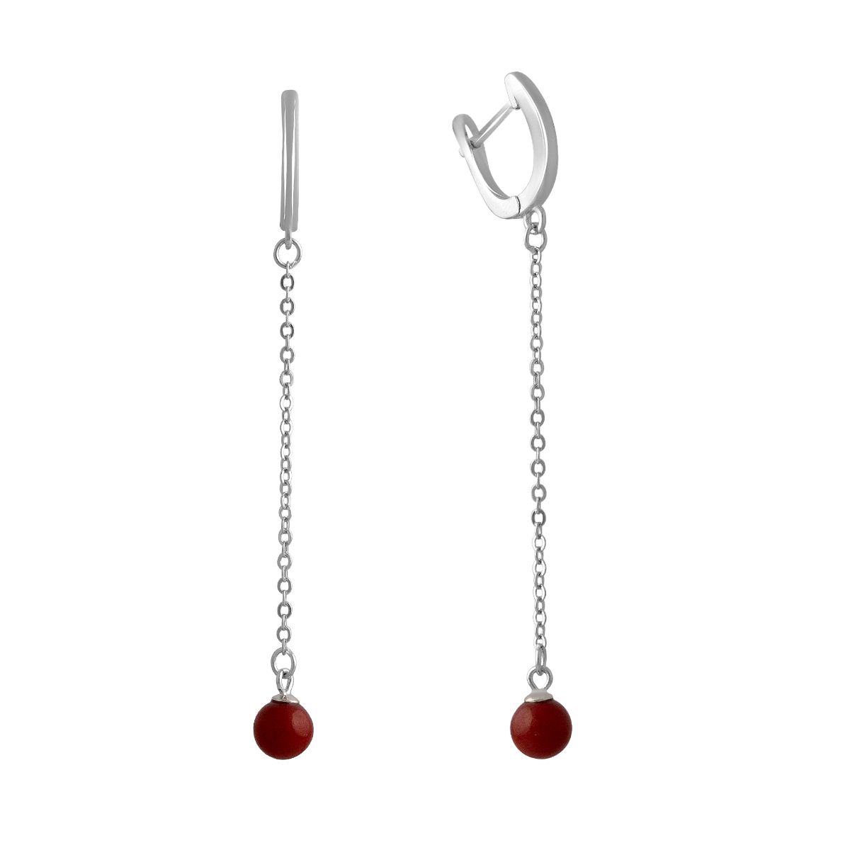 

Срібні сережки з фіанітами (2136156) червоний