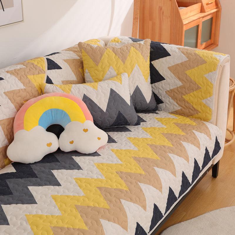 Plaid Sofa Cushion Four Seasons Universal Non-Slip Simple Modern All-Inclusive Anti-Scratching Cute Cushion Set Cover Cloth