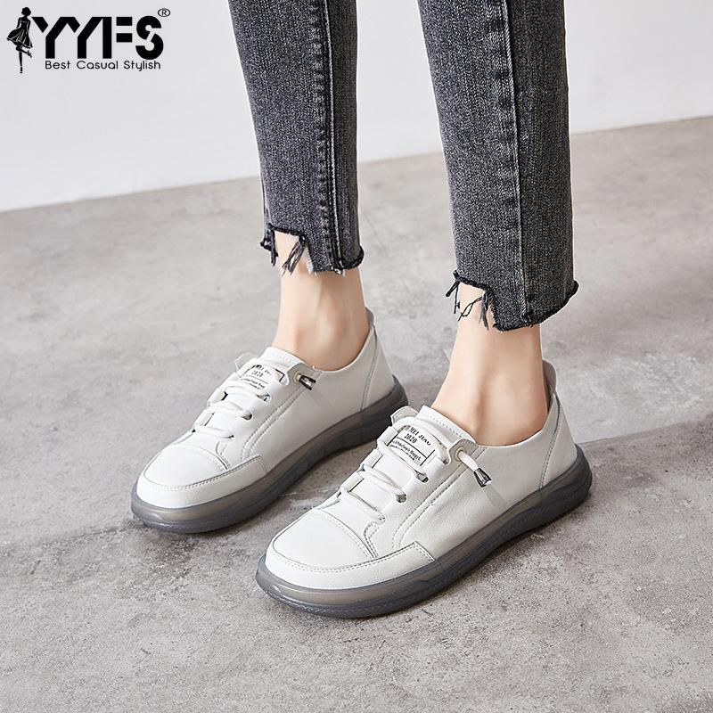 Women's Genuine Leather Flat Sneakers Plus Size 35-41 Autumn Vulcanized Shoes Women Casual Shoes Comfortable Flats
