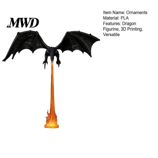 Halloween Dragon Decoration Fire-breathing Figurine, Durable PLA Flying Book Stopper, Bookshelf Decor 3D Print Fantasy Ornament for Home Office