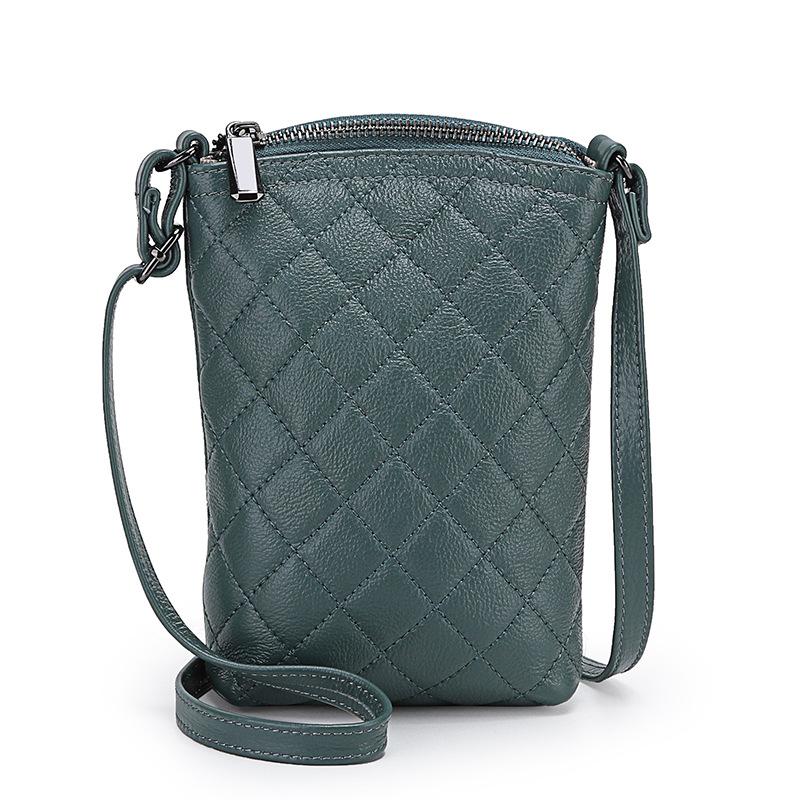 Bag Women'S Bag Genuine Leather Women'S Fashion Diamond Middle-Aged Mother First Layer Cowhide Crossbody Shoulder Mobile Phone Bag Woman