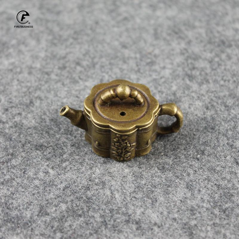 Classical Bronze Bamboo Tea Pet Finger Teapot Tea Pet Small Pocket Tea Set Incense Burner Ornaments Beautiful Table Home Deco