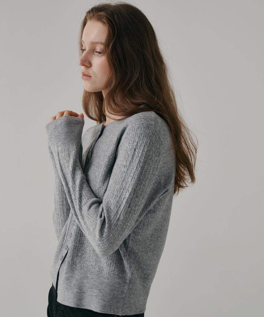 Banillaniteu Airy Cable Round Cardigan