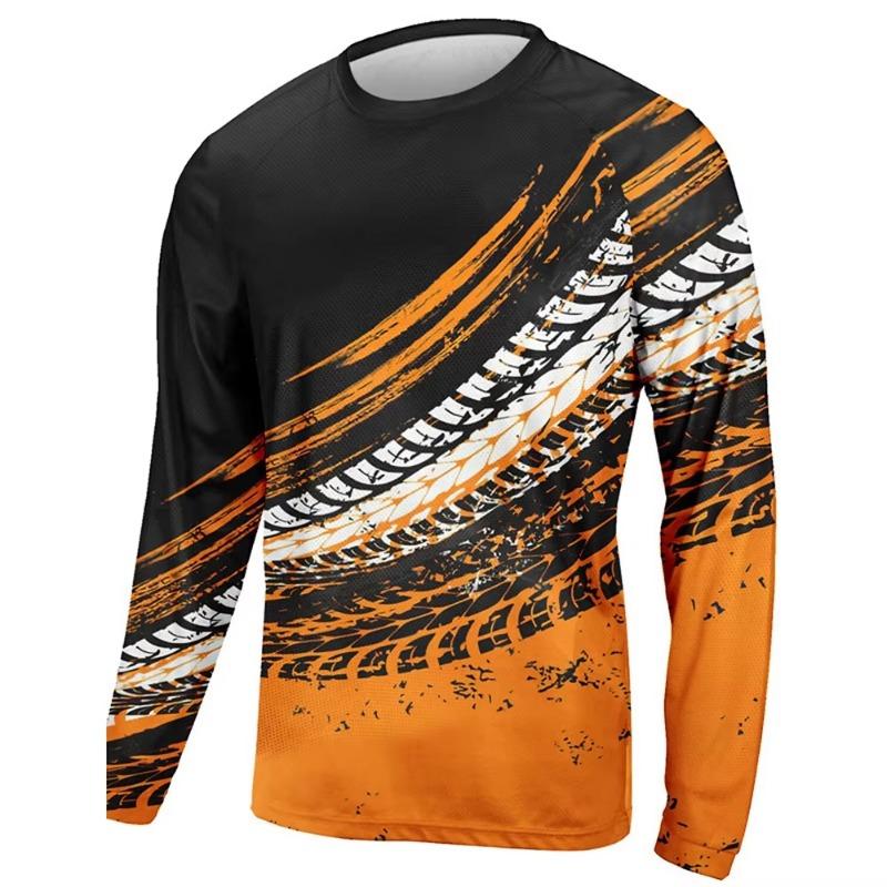 Fashion Men's Long Sleeve T-Shirt Outdoor Men's Running Tops Vertical Stripes Gym Top Spring Autumn Quick-Drying Men's Clothing