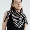 Stripe Square Silk Scarf 90 - Navy/Green