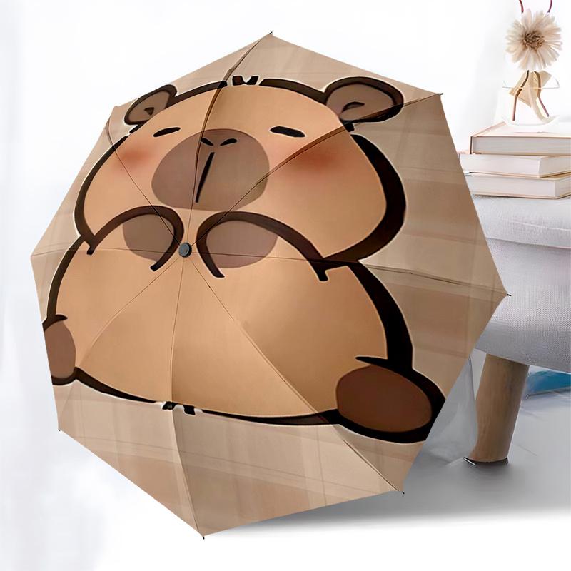 Capybara Themed Travel Umbrella-8 Ribs Automatic Opening and Closing, Portable Folding Design, Compact and Stylish Umbrella Suitable for Out