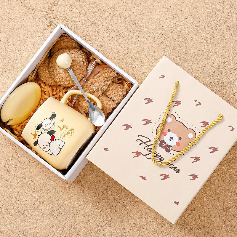 High-Value Ceramic Cup With Lid Spoon Water Cup Set Gift Box Cute Cup Souvenir Opening Gift