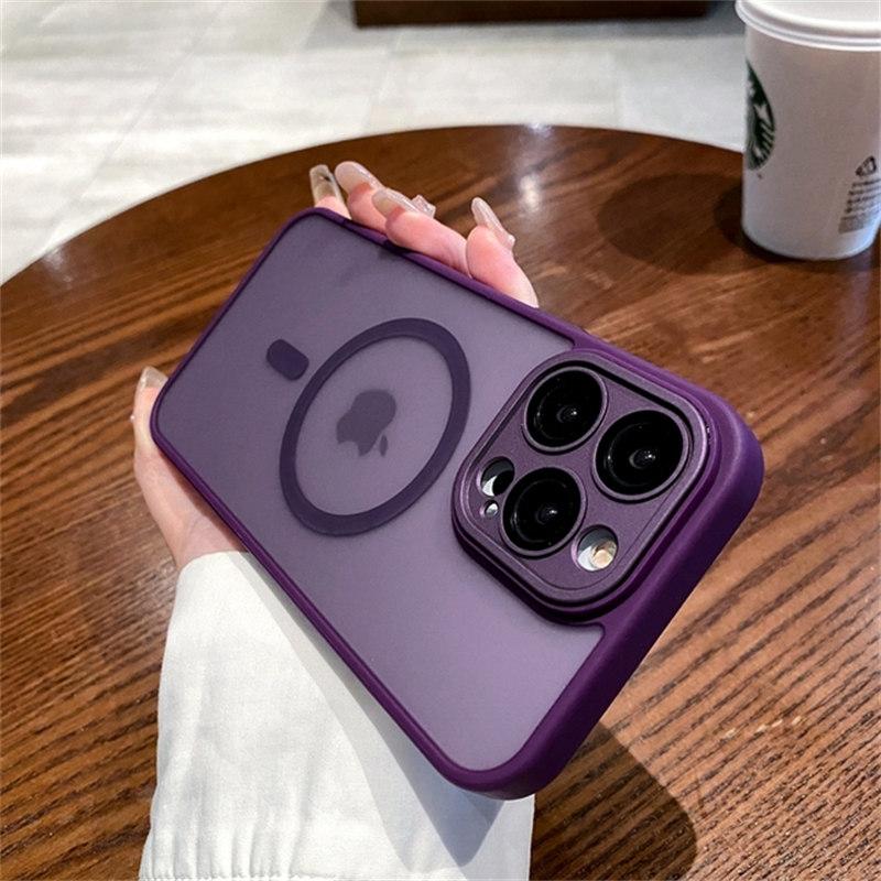 Pro Magsafe Magnetic Wireless Charge matné pouzdro na telefon Pro iPhone 11 12 13 14 15 Pro Max 15 Plus Ochrana objektivu Nárazuvzdorný kryt