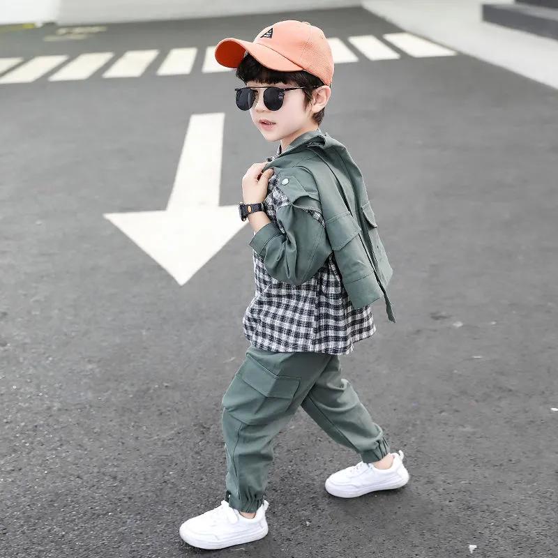 Jungen Frühling/Herbst Outfit Set Koreanischer Stil Arbeitsjacke + Hose Hübsches Set