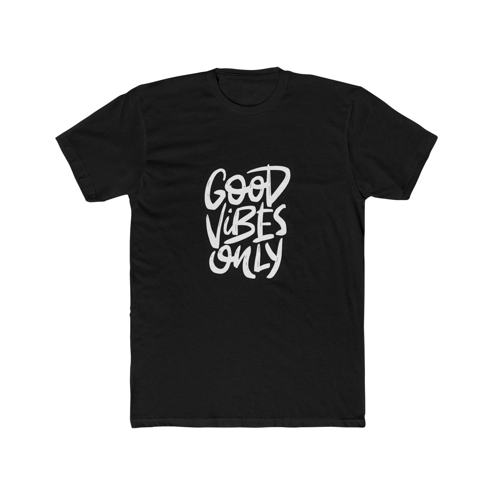 Good Vibes Only Tee | Hand Lettered Script, Black Cotton, Cool T-Shirt, Style S