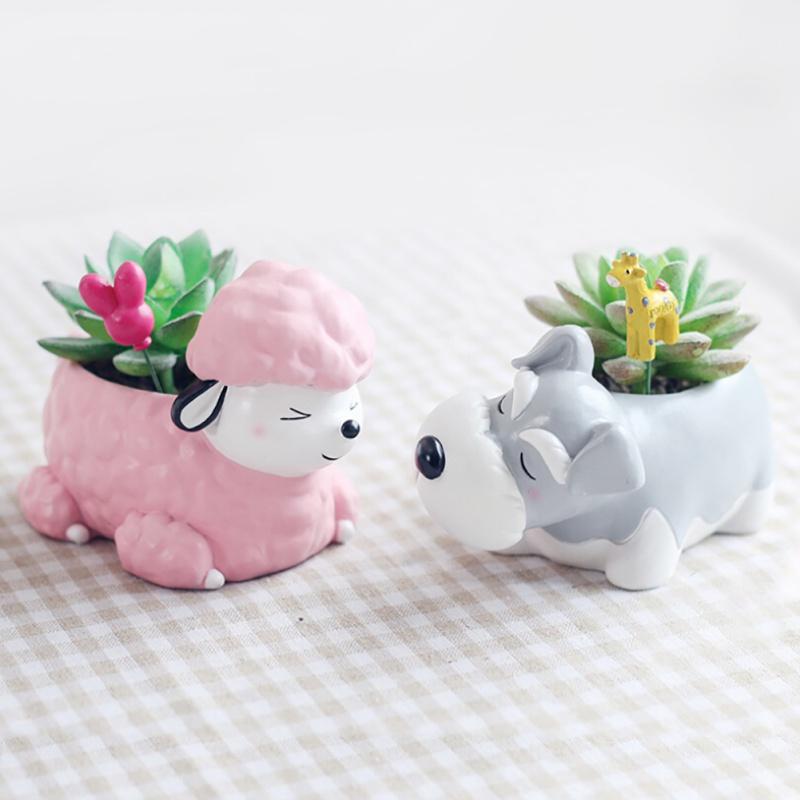 Cute Corgi Labrador Dog Resin Flowerpot Cartoon Animal Succulent Plant Pot Home Garden Planting Pot Planter Desktop Ornaments