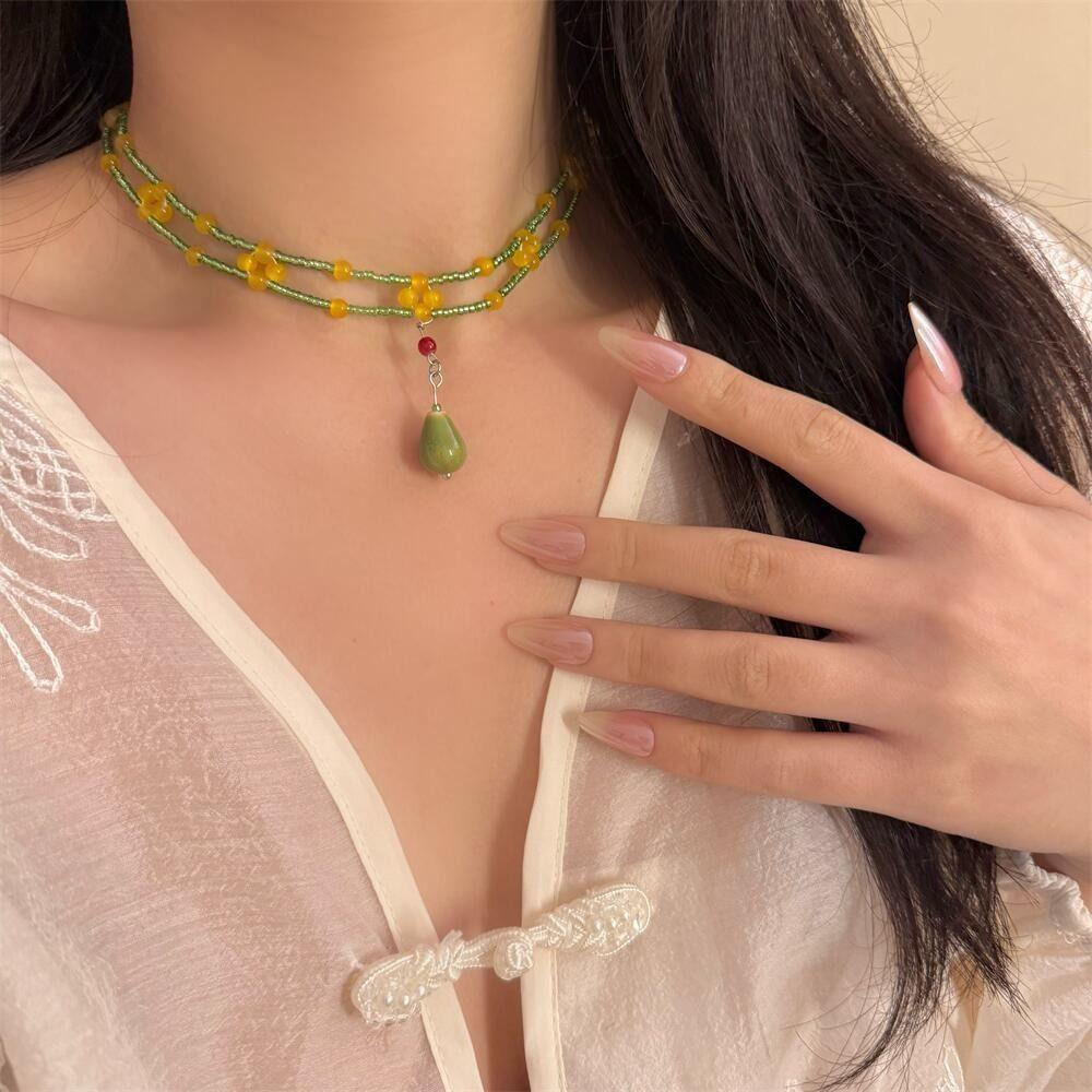 Jewelry Accessories Clavicle Chain New Chinese Style Ceramics Pendant Necklace  Birthday Gift