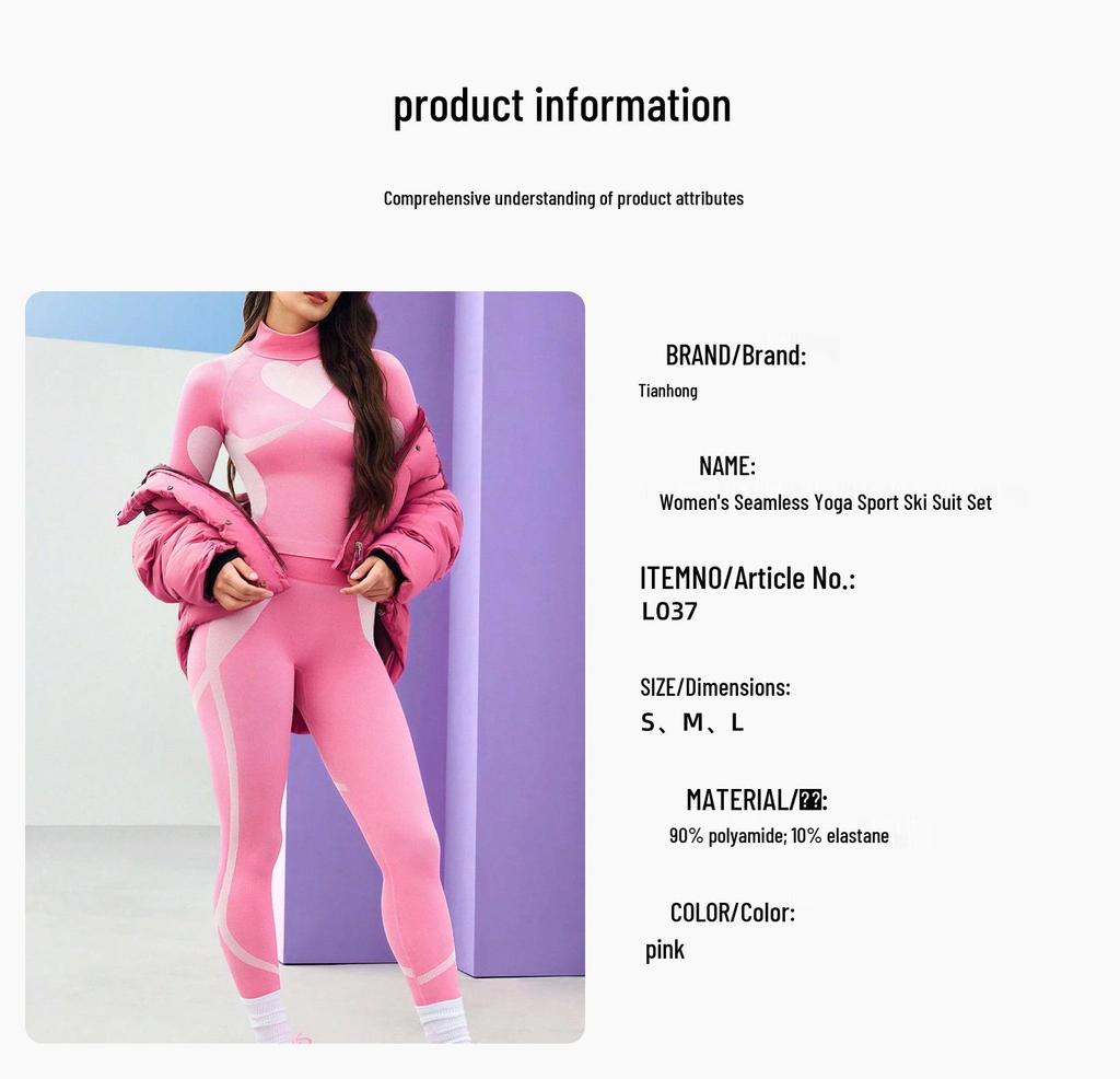 High-Collar Ski & Yoga Wear Set: Butt-Lifting, High-Elasticity, Long-Sleeve Top & Pants for Outdoor Sports