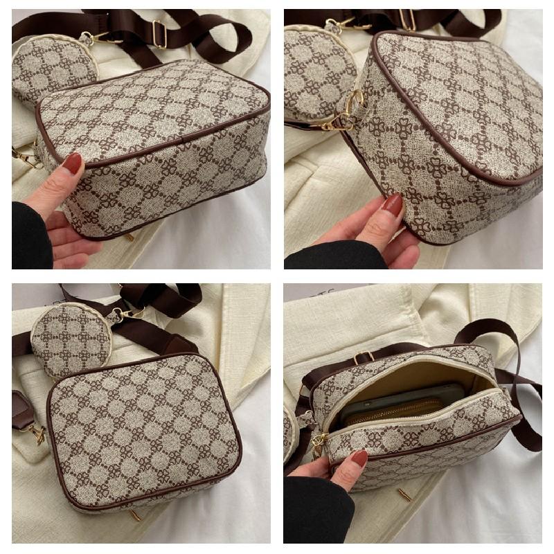 Women's Simple Casual Retro Shoulder Bag Fashionable Diagonal Cross Small Square Bag Large Capacity Mother and Child Bag