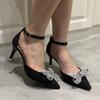 2026 Shallow High Heels(6-8cm)PUOne-Strap Low-Cut Rubber Pointed Toe Stiletto Shoes