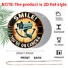 2D Flat, 1pc Round Aluminum Hanging Sign, "Smile You're On Camera" CCTV Security Camera & Smiley Face Design, Retro Distressed Warning Metal Sign