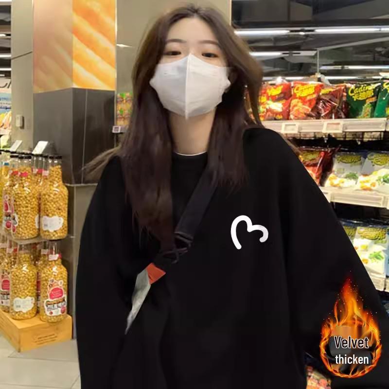 Women's Dark Green Round Neck Pullover Sweatshirt - 2024 Autumn Korean Style, Long Sleeve, Casual Design.