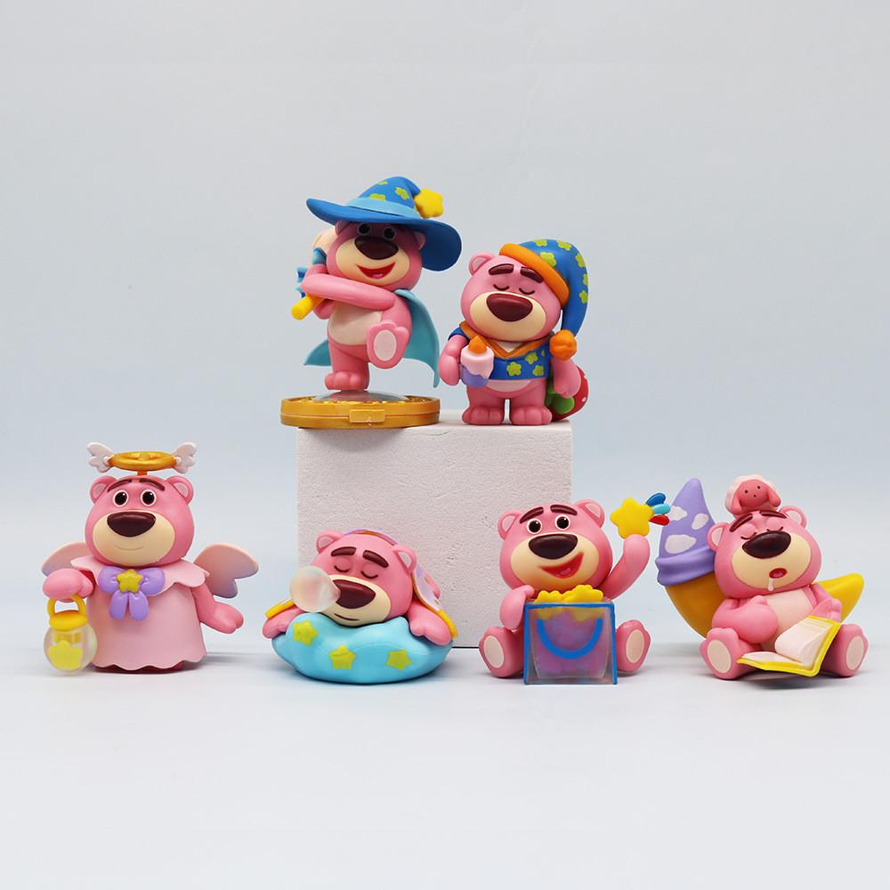 Adorable Pvc Sleepy Strawberry Bear Figurine Set Cute Anime Desk Decor Model
