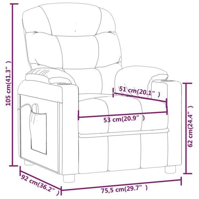 VidaXL Fauteuil électrique de massage Noir Tissu 3143505