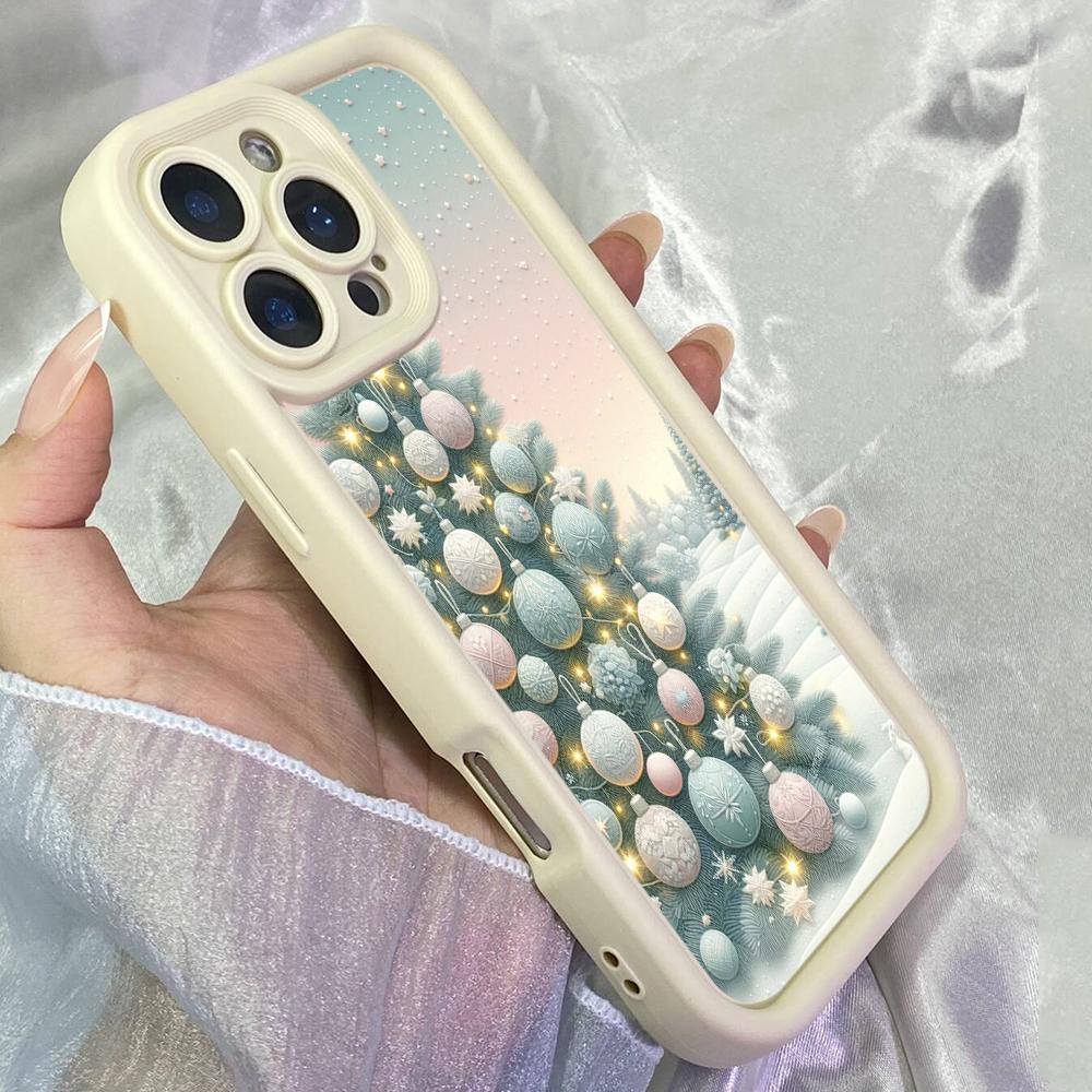 JT566 Warm Pastel Christmas Tree for iPhone 17 16 15 14 13 Pro Max Samsung S26 S25 Ultra A17 A07 A56 A16 A15 A14 Xiaomi 15T Redmi 15c 14C 13 Soft Case