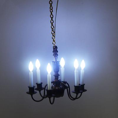 Luminária de teto LED Móveis para casa de bonecas Lustre 3V Luz Mesa de areia Acessórios