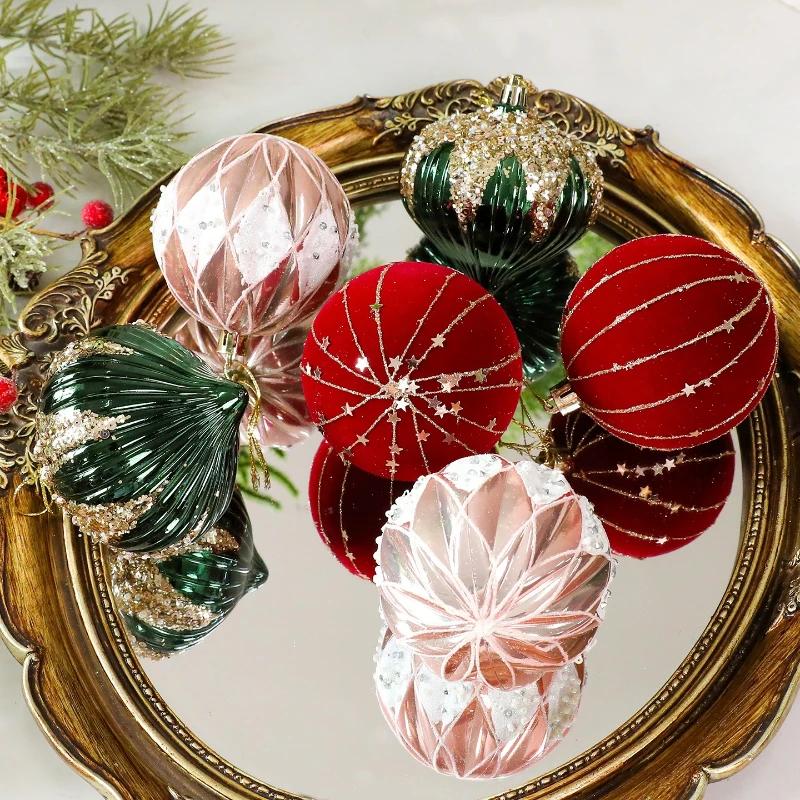 8cm 9pcs Christmas Balls Painted Special-shaped Xmas Decorative Hanging Ornaments Luxury Party Christmas Spheres Pendant 1116