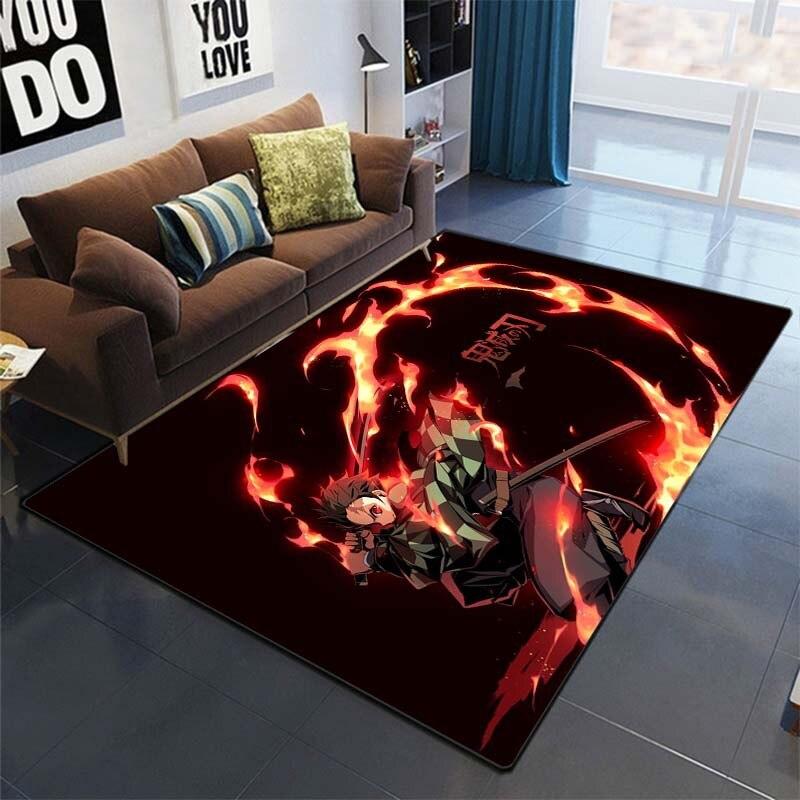Anime Demon Slayer Kimetsu No Yaiba Print Floor Mats Area Rug Carpets Mats Floor Rug For Living Room Non-slip