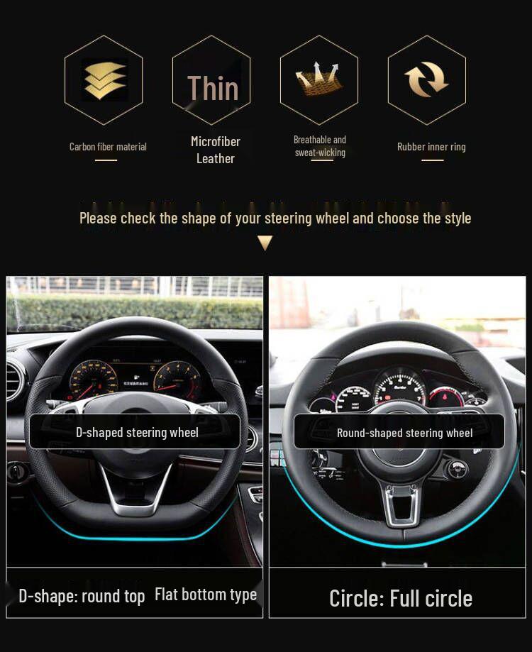 2023 Jiangling Fushun Leather Steering Wheel Cover, Business Style, All-Season, Non-slip, Universal Fit