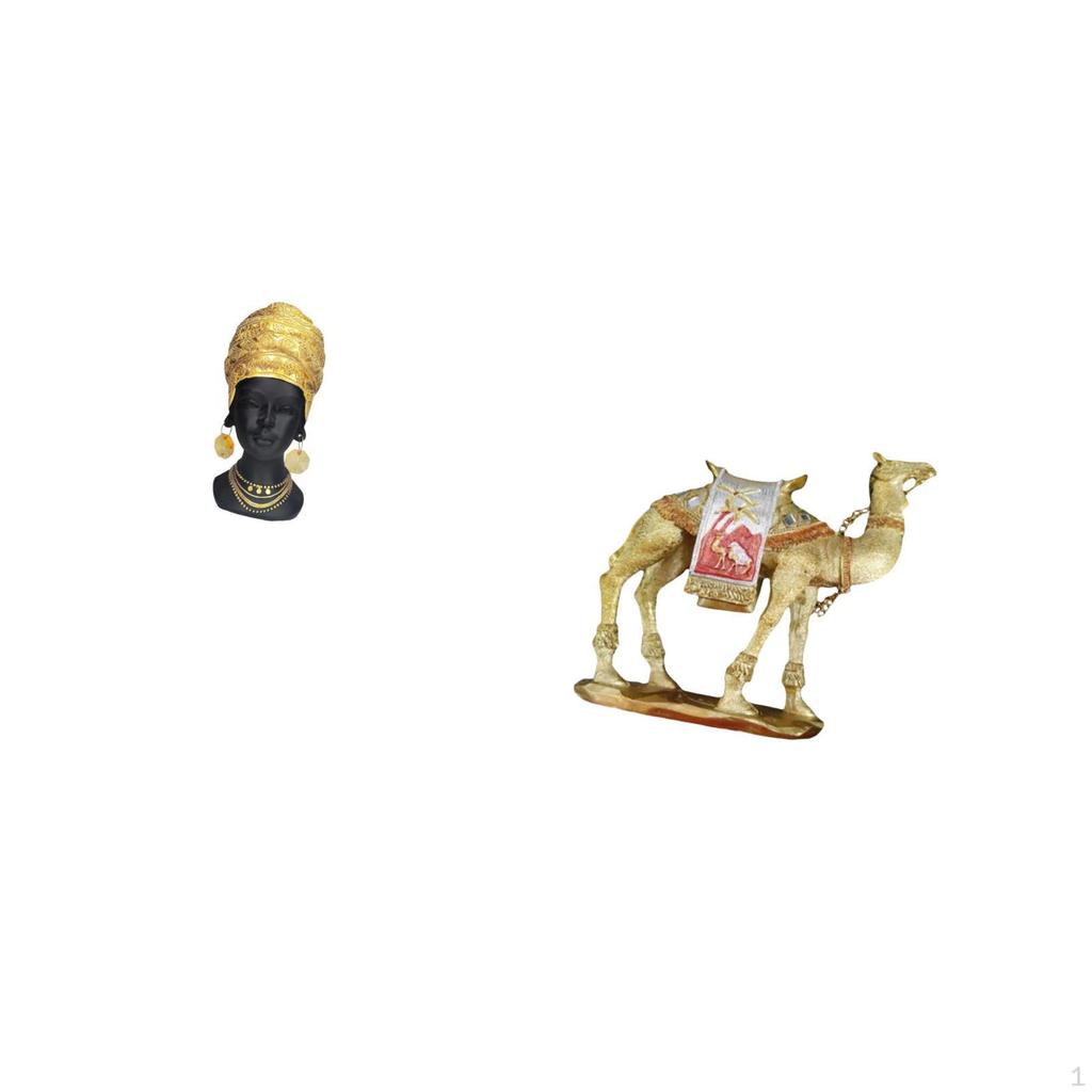 African Woman Camel Resin Statue Ornament Creative Home Decor Centerpiece Sculpture for Entrance