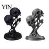 Dark Aesthetic Home Ornament Integrated Molding Process Figure, 3D Printed Double Skull Art Ornament, Abstract Fluid Scalpture Statue, Style