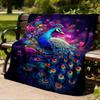 1pc Peacock Feather Artwork Throw Blanket Polyester Fiber, Lightweight Flannel, Soft & Warm, All Season Use for Outdoor, Camping Digital Print