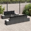 VidaXL Set de Canapé de Jardin 8 Pièces avec Coussins Noir Poly Rotin Acacia 3356588