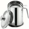 Bacon Grease Container With Strainer, 1.3L And 1.7L And 2.1L Grease Strainer And Container With Dust-Proof Lid, 304 Stainless Steel Oil Filter Storage
